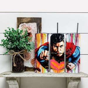 Superman 20 Oz Skinny Sublimated Tumbler